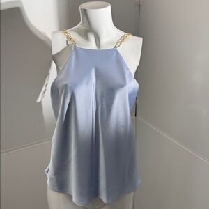 BCBGMaxAzria Sky Blue Camisole with Gold Chain Straps NWT